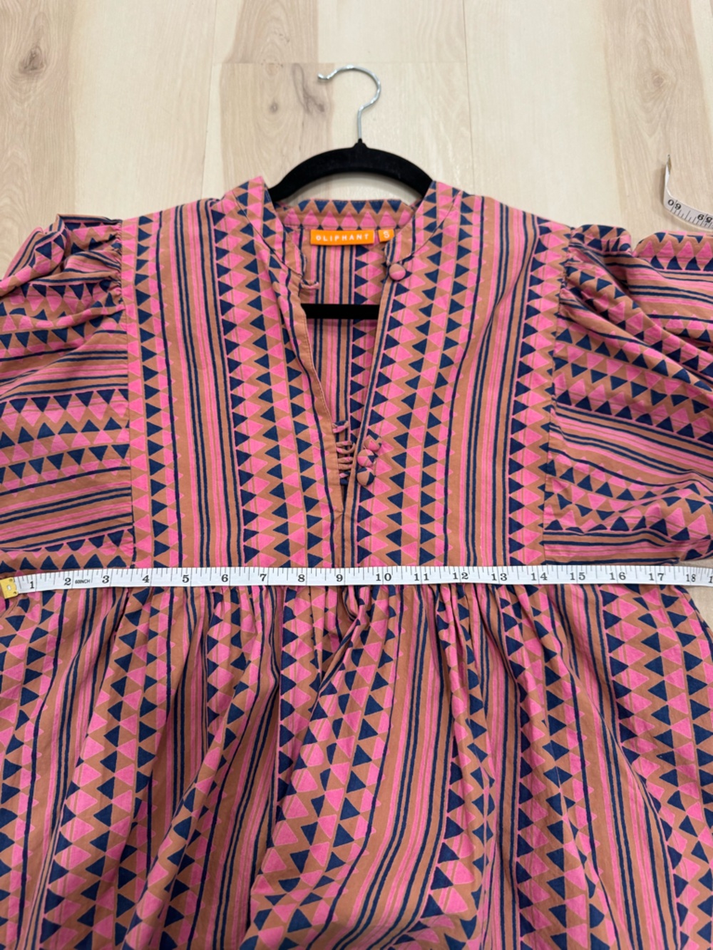 Oliphant Mandarin Balloon Blouse Top Tribal Boho Flowy Small *Button FLAW - Picture 10 of 16